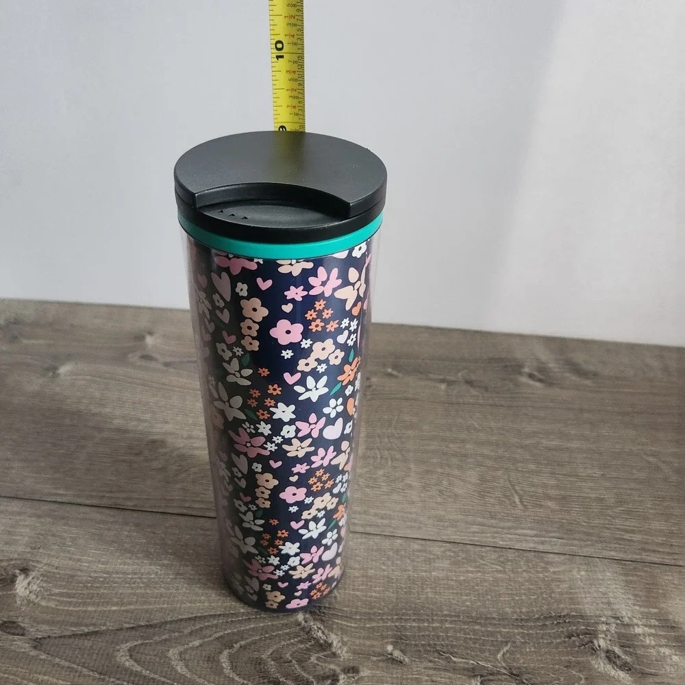 2018 Starbucks Valentines Day Flower Hearts‎ Blue Tumbler Acrylic 16 oz Tall Cup